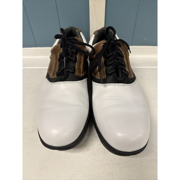 FJ Footjoy Contour Series 54108 Men\'s Golf Shoes Size 10M White‎ Black And Brown main image 2